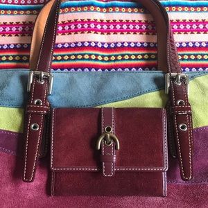 Coach Suede Wave Gallery Tote + Card Wallet